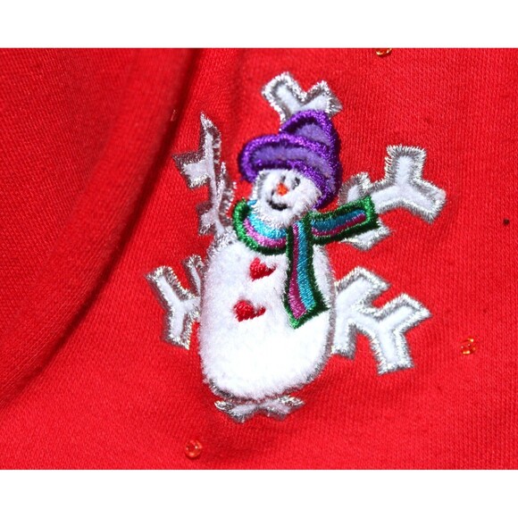 Designers Originals Studio Joy Ugly Christmas Sweater Snowman Sz Large - Picture 3 of 5